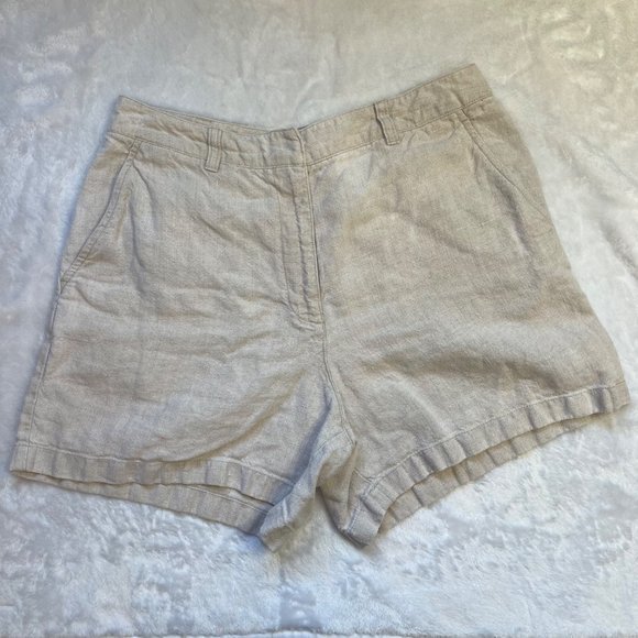 Ann Taylor Women's‎ Khaki Neutral Beachy Lightweight 100% Linen Shorts Size 10 - Picture 5 of 8